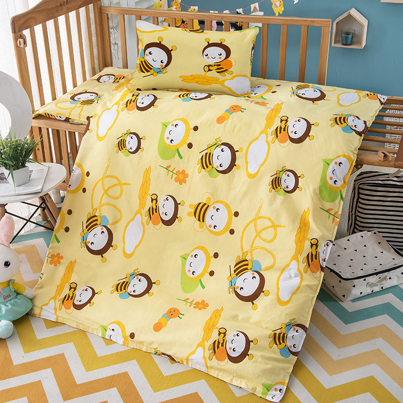 Cotton kindergarten quilt three-piece set with core cotton children nap six-piece set baby bed cotton core thick