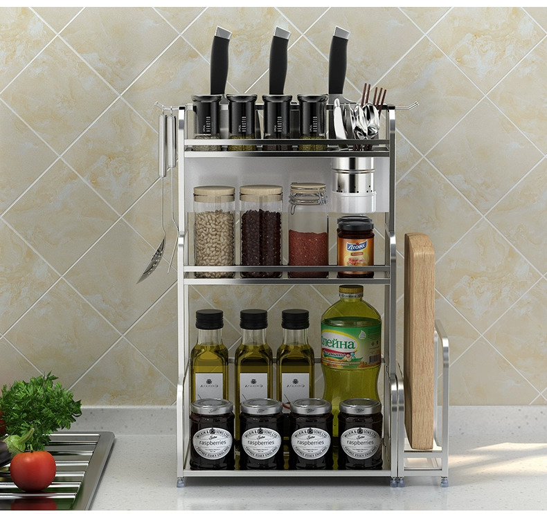 Kệ bếp inox giá lưu trữ 2 tầng kệ treo tường nhà bếp cung cấp gia vị giá bếp gia vị - Phòng bếp kệ gia vị 2 tầng