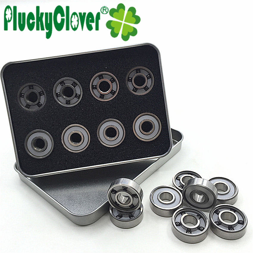 PluckyClover Precision 627 Black Pottery 5 Beads Bearing Figure Double Row Wheels Sliding Shoes High Speed Race 16 Fit