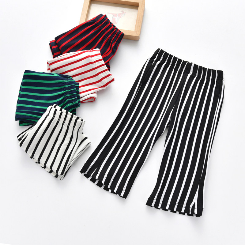 Girl Wide Leg Pants Foreign Straight Barrel 2022 Children Ice Silk Pants Children Summer Streak Thin Modale Seven Pants Pants