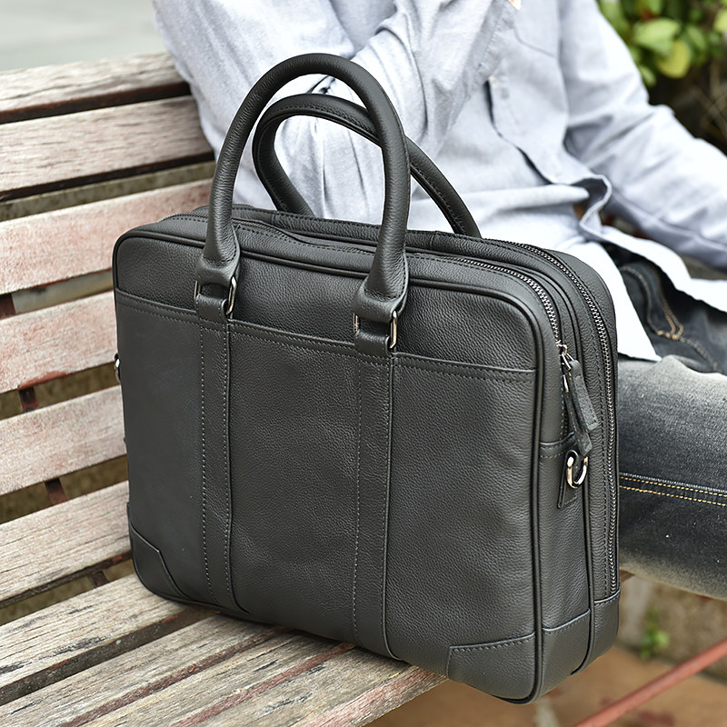 Horizontal men's briefcase top layer cowhide shoulder bag casual business handbag handmade leather computer bag new product