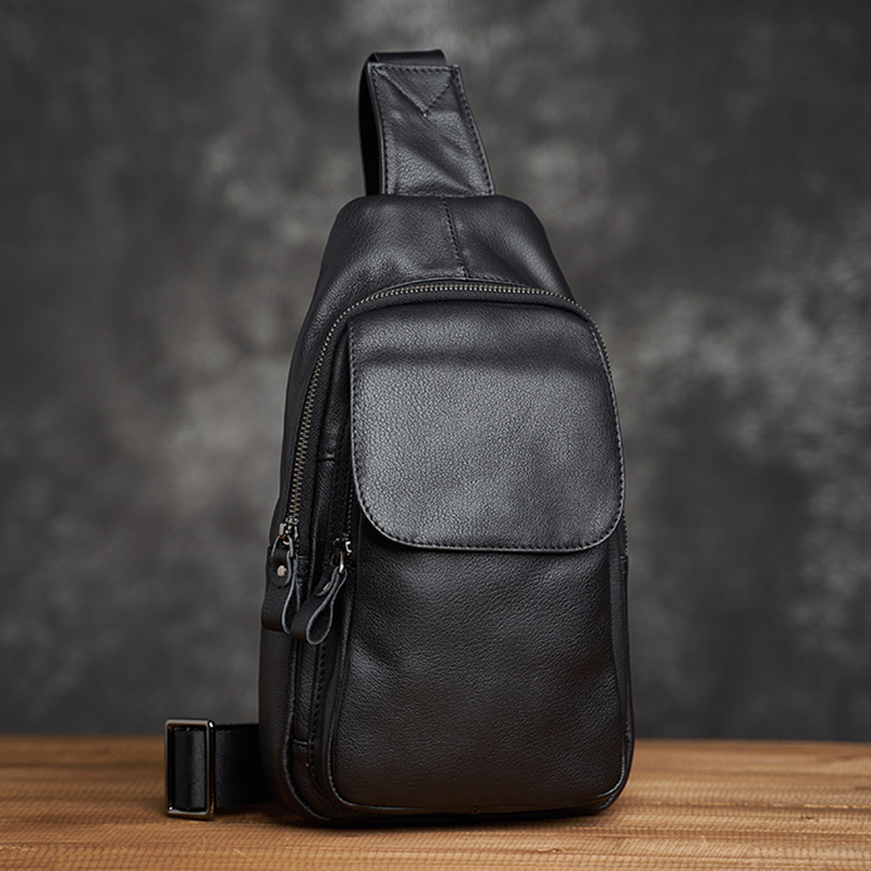 2022 New Men's Leather Brush Casual Small Slippet Handmade Buffalo Small Bag