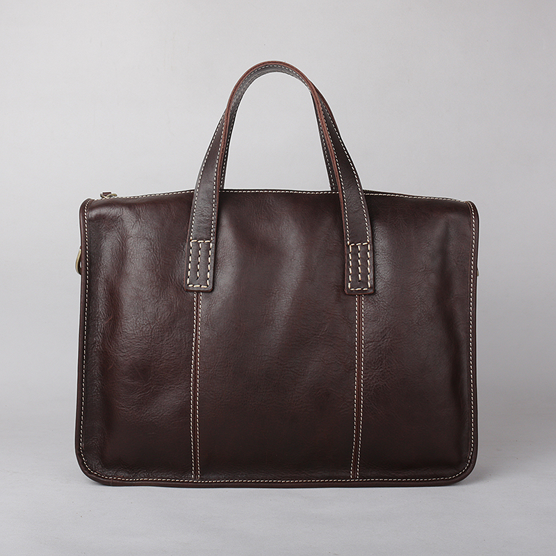 Original Handmade Crazy Horse Leather Men's Bag Retro British Handbag Genuine Leather Top Layer Cowhide Simple Casual Briefcase Trendy