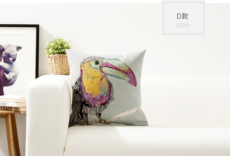 Màu phim hoạt hình động vật cho trẻ em nhà Bắc Âu màu xanh, màu xanh lá cây xe lại đệm ghế sofa đệm bìa bông gối - Trở lại đệm / Bolsters gối kèm mền 2 in 1