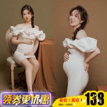 1074 studio new retro style sexy word shoulder dress art pregnant photo photo theme dress outfit