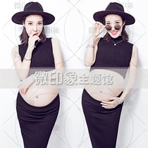 2018 exhibition new retro black modern fashion pregnant women photo big belly spicy mommy photo studio shooting sexy clothing