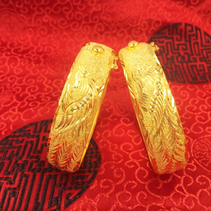 Vòng tay vàng và phượng hoàng mạ vàng 24k Vòng tay vàng cưới Nữ cô dâu cưới Vàng mạ vàng giả vàng Vòng tay mô phỏng Trang sức cưới vòng tay pnj