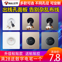 Bull 86 blank fiber optic threading panel TV background wall computer round hole threading cover HDMI outlet hole