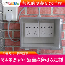 Toilet bathroom waterproof socket bull surface mounted water heater smart toilet with line 0.5 meters with leakage protection porous