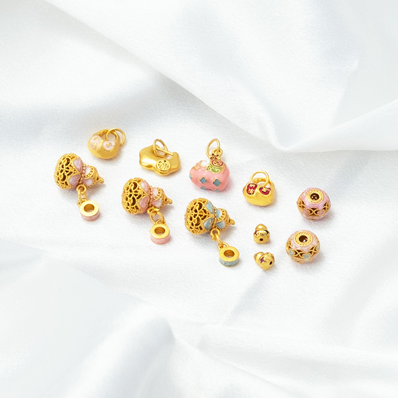 Copper Plated with 18K Gold, Color-Preserving Enamel Small Pendant Beads for DIY Handmade Bracelets, Necklaces, and Earrings Accessories