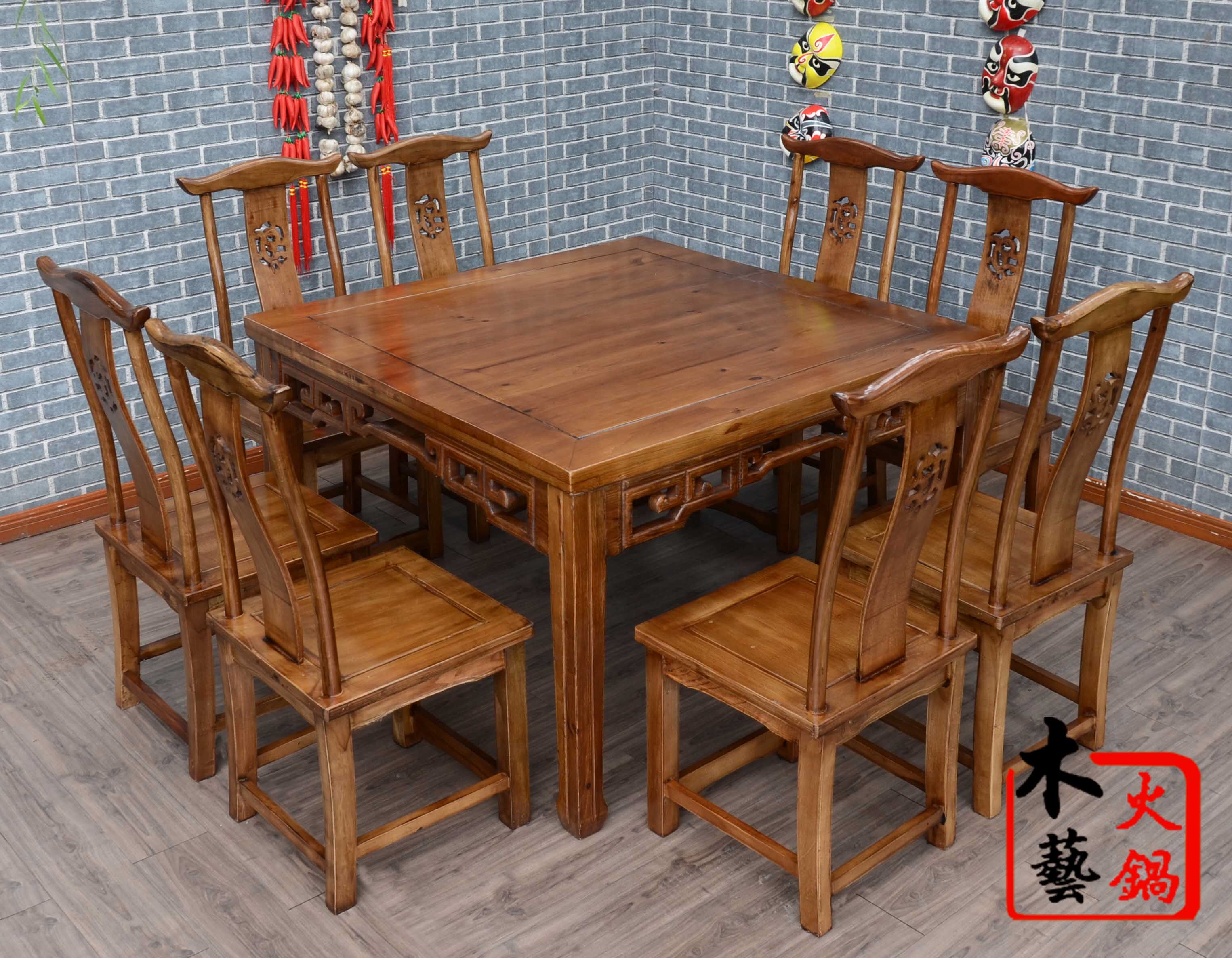 Solid wood restaurant dining table and chair combined country farmer's tables and chairs solid wood antique tables and chairs eight fairy tables and chairs