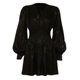 Sisjuly French high street fan retro dark pattern waist sexy V-neck puff sleeve princess dress female