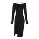 #Sisjuly#French light luxury temperament niche design slit high-end dress female chain suspender dress skirt