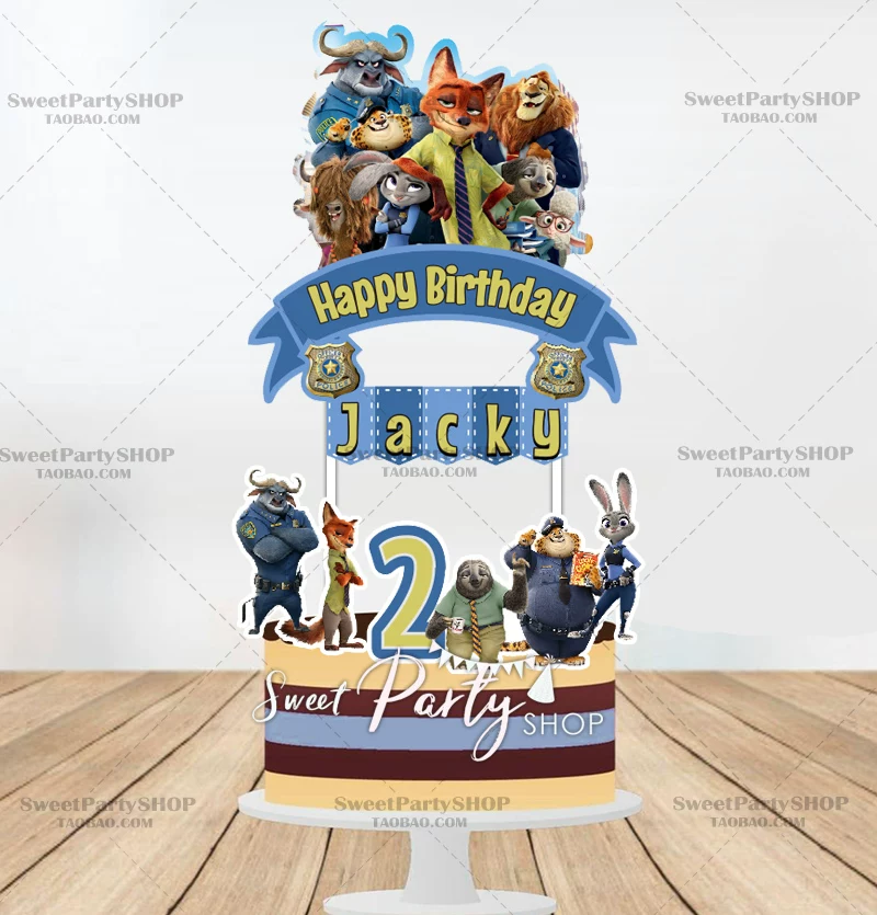 [Zootopia Crazy Animal City Birthday Cake Account Flag] Party Products Birthday P387