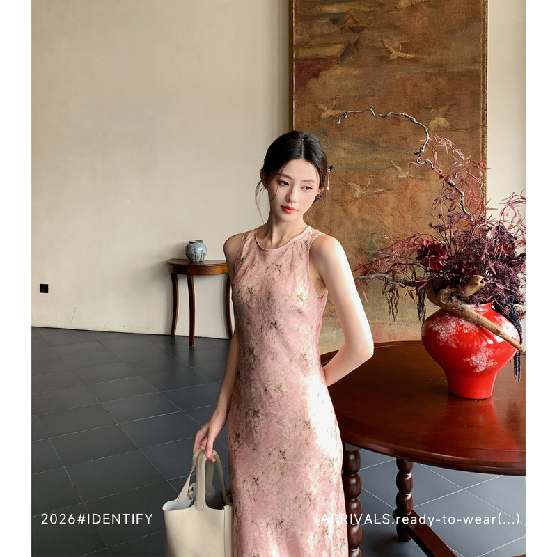 Identify Chinese Retro Artistic Print Side Slit Rayon Dress for Women, Unique and Beautiful Summer Tank Dress