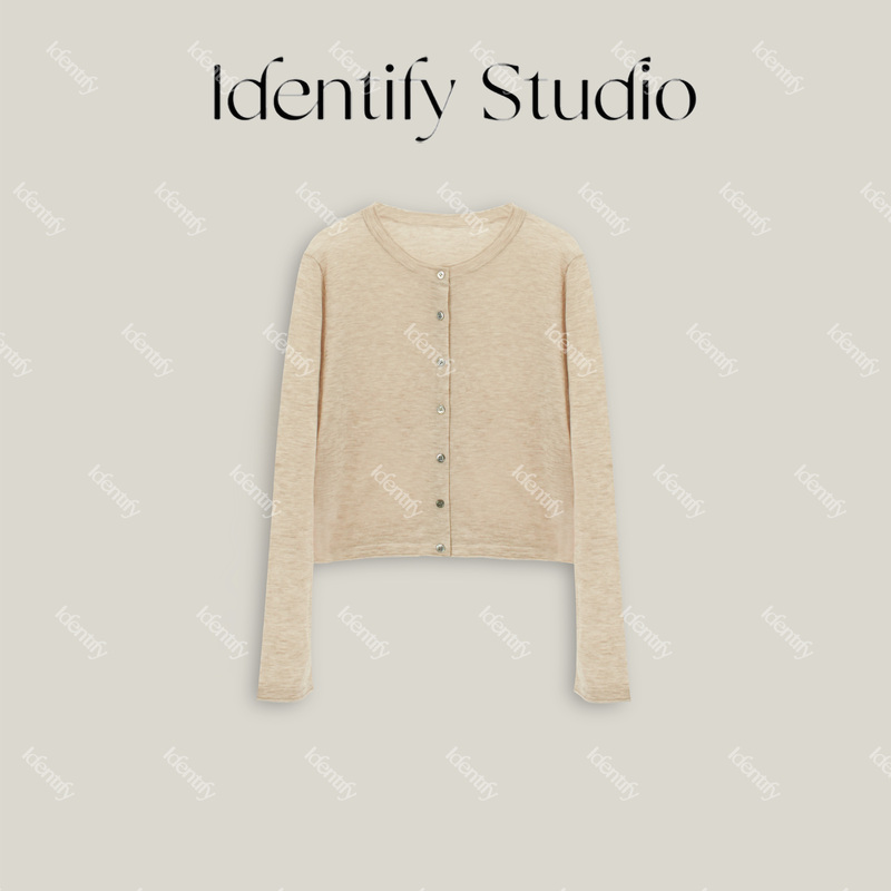 Identify Autumn Minimalist Style Shell Button Water-Soluble Wool Knit Cardigan 26Awg080502