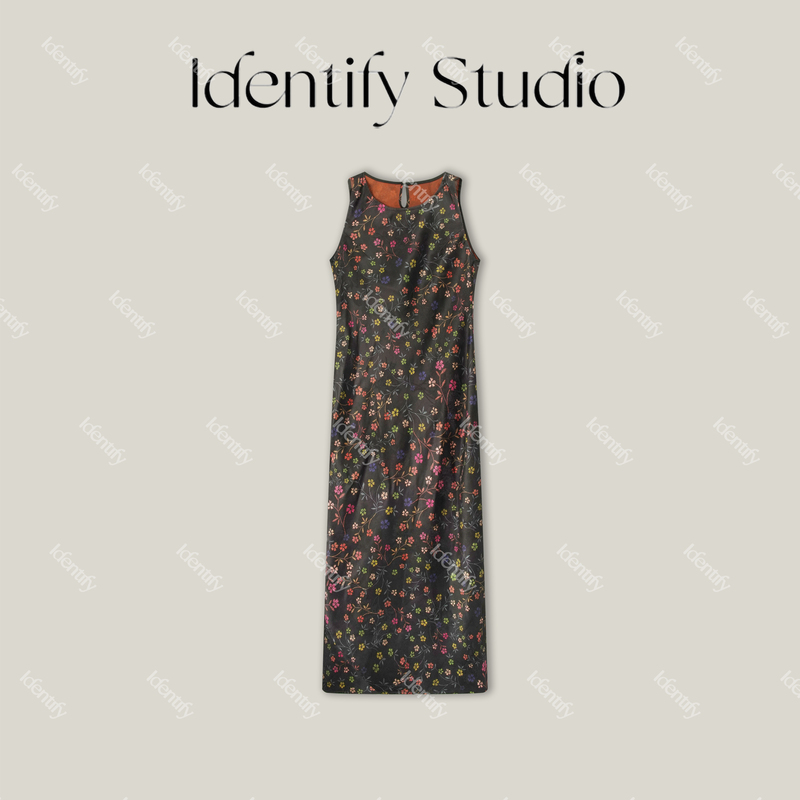 Identify New Summer Floral Bias-Cut Mulberry Silk Fragrant Cloud Yarn Dress 26Sszx0620058