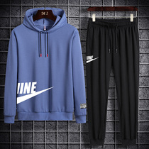 Sweatsuit suit mens spring and autumn trends new casual handsome sportswear sportswear jacket Even cap set of Korean version two sets