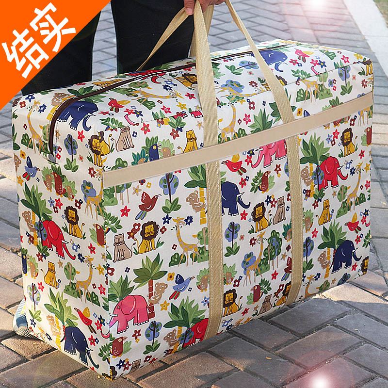 Oversized capacity moving packing snakeskin woven duffel bag red white blue canvas sack sack cartoon pocket storage bag