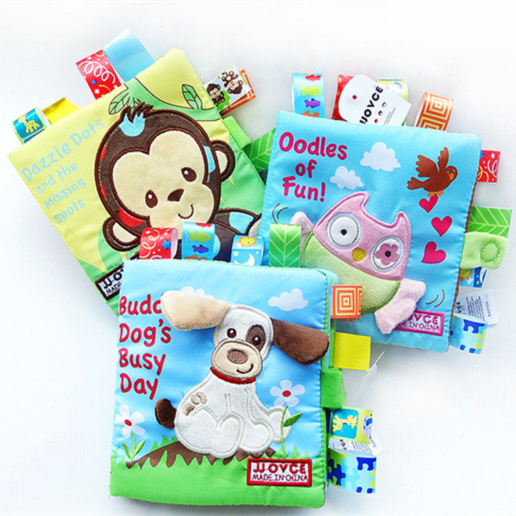 Baby animal embroidered cloth book Puzzle Book Stand Body Tear no Rotten Cloth Book Baby With Loud Paper BB Instrumental Sound Paper Toy
