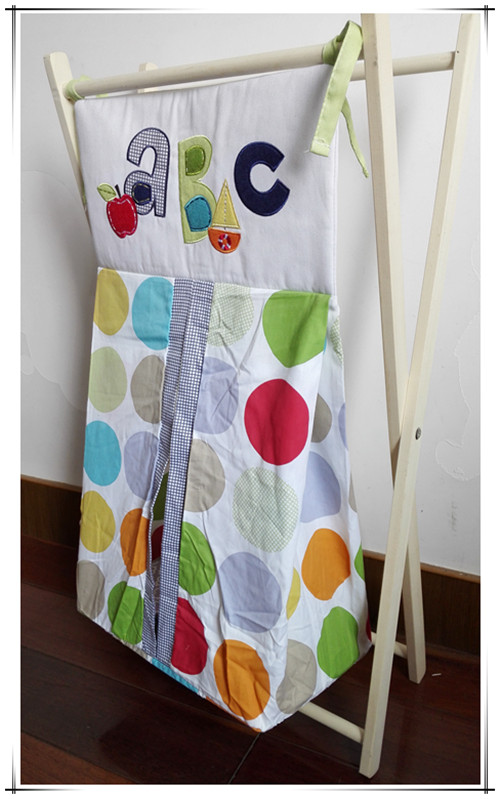 Foreign Trade Crib Pure Cotton Embroidered Cotton Embroidered Bag Diaper Bag Bedside Hanging Bag Letter stripe