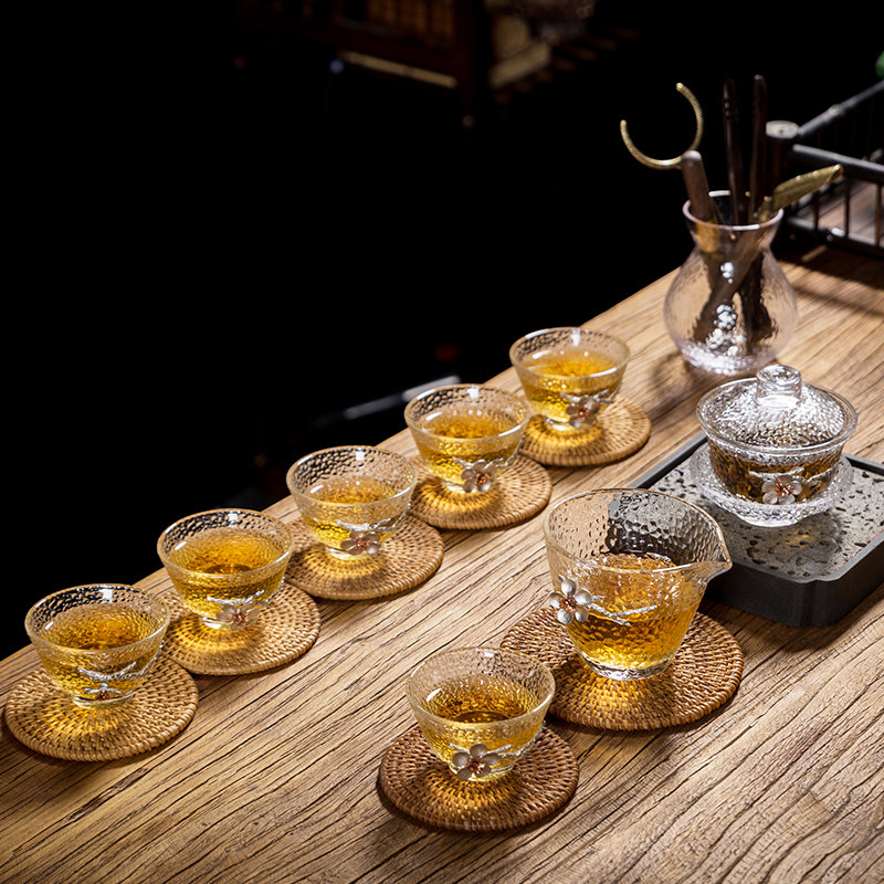 Japanese-style heat-resistant glass kung fu tea set home simple modern flower teapot filter black tea tea maker tea cup