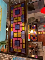 New Chinese style Manchurian window color tempered Begonia flower art embossed glass custom antique porch screen window