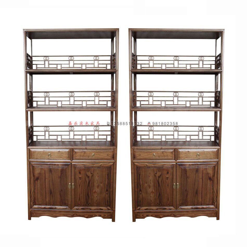 Chinese style solid wood bookshelf Bookcase tea rack rack storage cabinet display rack display rack Chinese style antique furniture