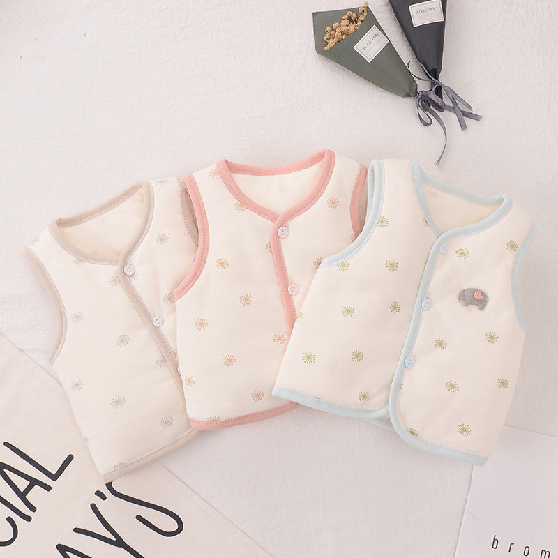 Newborn baby vest spring and autumn outer wear men's and women's baby autumn and winter wear small vest quilted warm vest jacket waistcoat