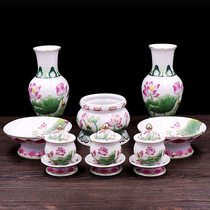 Reliquary lotus suit dedicated to ceramic home incense stove for cup fruit tray Shentai Buddha Hall vase dedicated to home