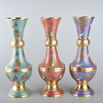 India handmade painted for Buddhist vases Water purifying bottle bronze peacock vase retro flower vases Vase Buddha Wares swing pieces