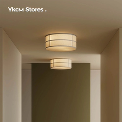 Hashira Bedroom Ceiling Lamp Designer Style Simple Linen Fabric Round French Vintage Study Lamp