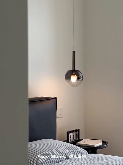 Luna Italian-Style Glass Pendant Light Designer Model Light Luxury Dimmable Dining Room Bedside Lamp Duplex Open-Air Staircase Pendant Light