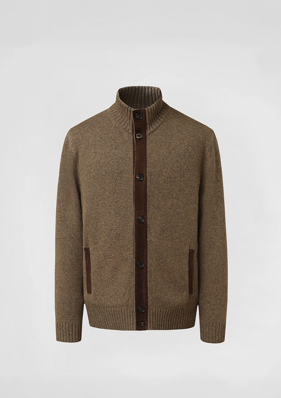 Italian Old Money Style Light Luxury Men's Clothing 26 Autumn and Winter Cashmere Wool Stand Collar Casual Color-Blocking Patch Wool Sweater Jacket Italian Old Money Style Light Luxury Men's Clothing 26 Autumn and Winter Cashmere Wool Stand Collar Casual Color-Blocking Patch Wool Sweater Jacket