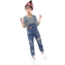 Girls denim bib 2018 mới mùa xuân và mùa thu 11 mùa thu 12 học sinh 15 tuổi quần jumpsuit trẻ em lớn quần áo trẻ em cao cấp Quần jean