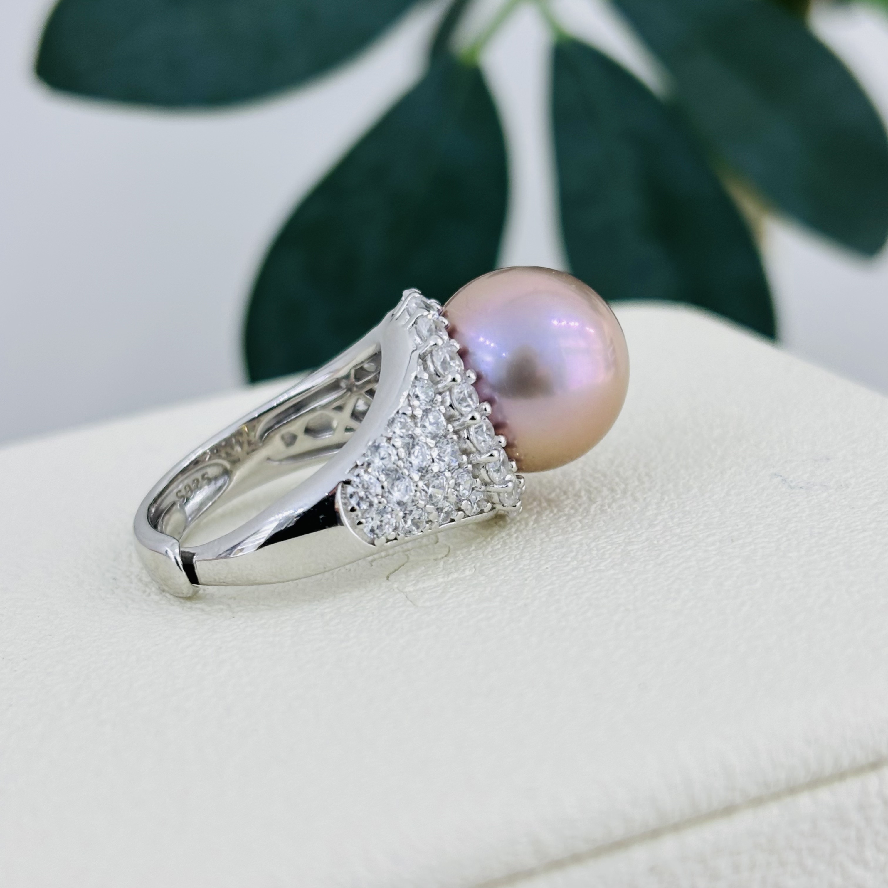 DIY Seiko sterling silver S925 diamond zircon sunflower ring can be equipped with 12mm pearl inner wall mesh