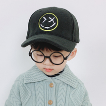 Childrens hat autumn winter style boy duck tongue cap CUHK Tong Han version Tide Cool Fashion 100 Hitch Cartoon Smiley Face Baseball Cap