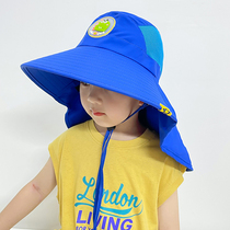 Childrens sunscreen hat boys summer UV protection boy big brim girl thin mesh sun hat foldable