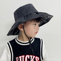 Childrens fishermans hat for boys and girls in summer thin seaside vinyl sunscreen hat anti-ultraviolet big hat brim Beach