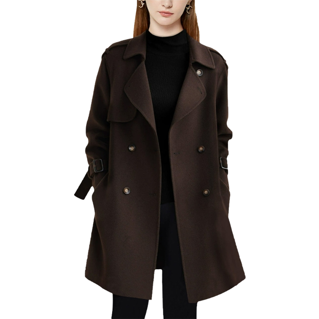 High-end Hepburn style slim wool wool coat