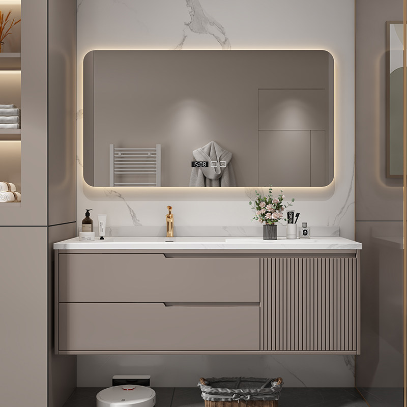 Light Lavish Rockboard Seamless Ceramic Integrated Basin Bath Cabinet Combined Oak Wash Wash Washbasin Cabinet Toilet Wash Table-Taobao