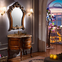 European luxury bathroom cabinet oak solid wood toilet wash table retro French wash basin cabinet combination
