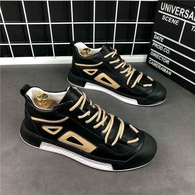 Tide brand 2022 spring new leather men's shoes trend breathable sports casual shoes men's fashion platform shoes