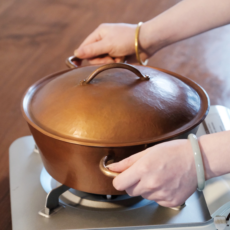 Handmade Copper Soup Pot, Yunnan Red Copper Hot Pot for Private Cuisine, Vintage Stew Pot for Cooking Rice, Porridge, and Sukiyaki