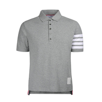 TB summer new four-bar yarn-dyed striped business Polo shirt men stand collar trend pure cotton casual loose short-sleeved