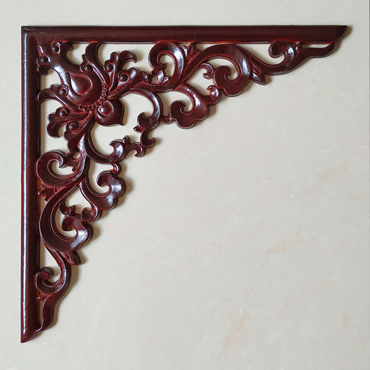 East Yangwood Carved Eurostyle Corner Flowers Chinese Imitation Ancient Furnishing Solid Wood Line Suspended Ceiling Gun Corner Hollowed-out Applique Flowers