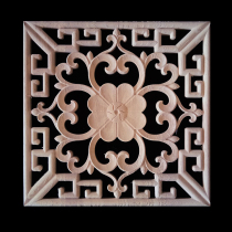 Dongyang wood carving solid wood decal square European carving decorative square wood carving decal Hollow carving patch