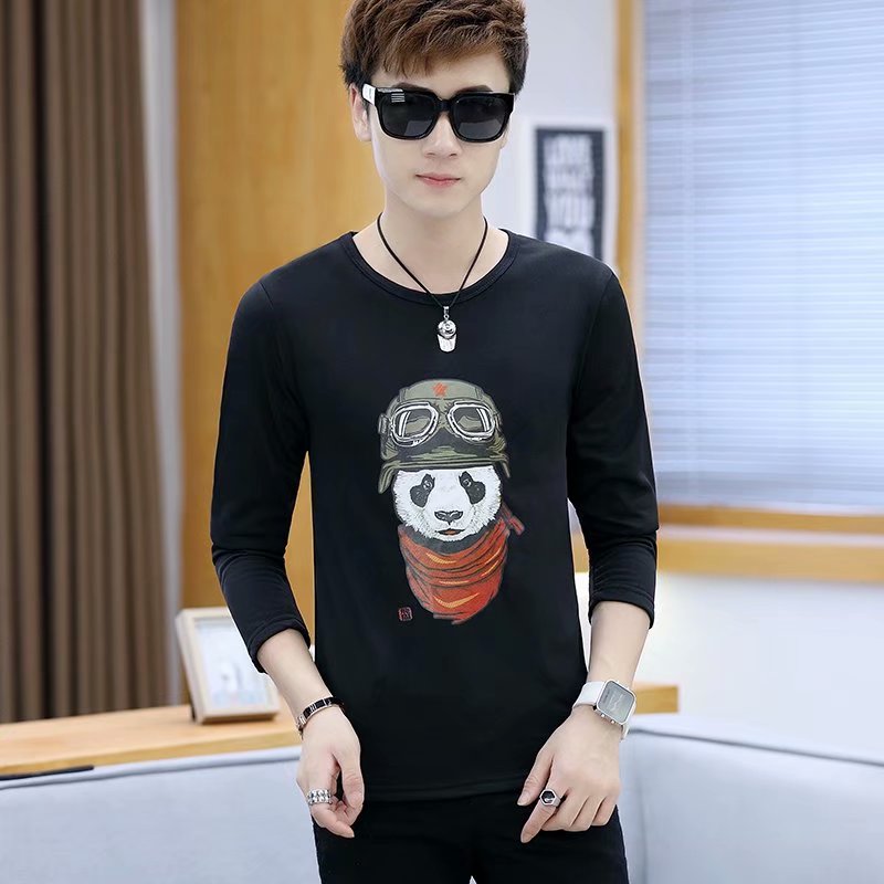 Mùa đông với nhung cộng với quần áo nhung ấm áp chải áo thun nam tay dài máu dày áo sơ mi nam mùa đông áo sơ mi cotton nhỏ áo phông unisex