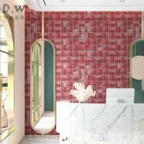  Nordic solid color small square brick bar wall brick Bathroom Kitchen Bathroom Balcony Restaurant Symphony glazed handmade tiles