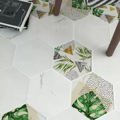 Plant green balcony small flower tiles Candy glaze Simple kitchen bathroom powder room wall floor non-slip hexagonal tiles
